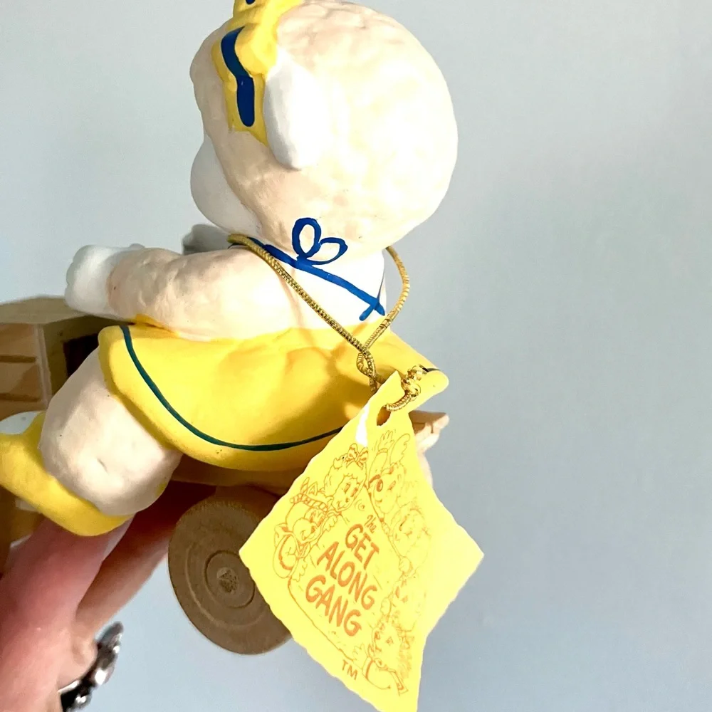 Vintage 80’s Get Along Gang Woolma Lamb ceramic & wood figurine deadstock